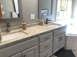 New vanity with granite countertop and double sinks