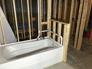 New bath build framing and rough in before finishing